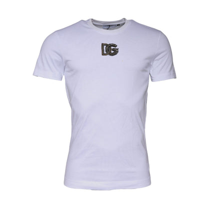 Dolce & Gabbana White DG Logo Cotton Crew Neck T-shirt
