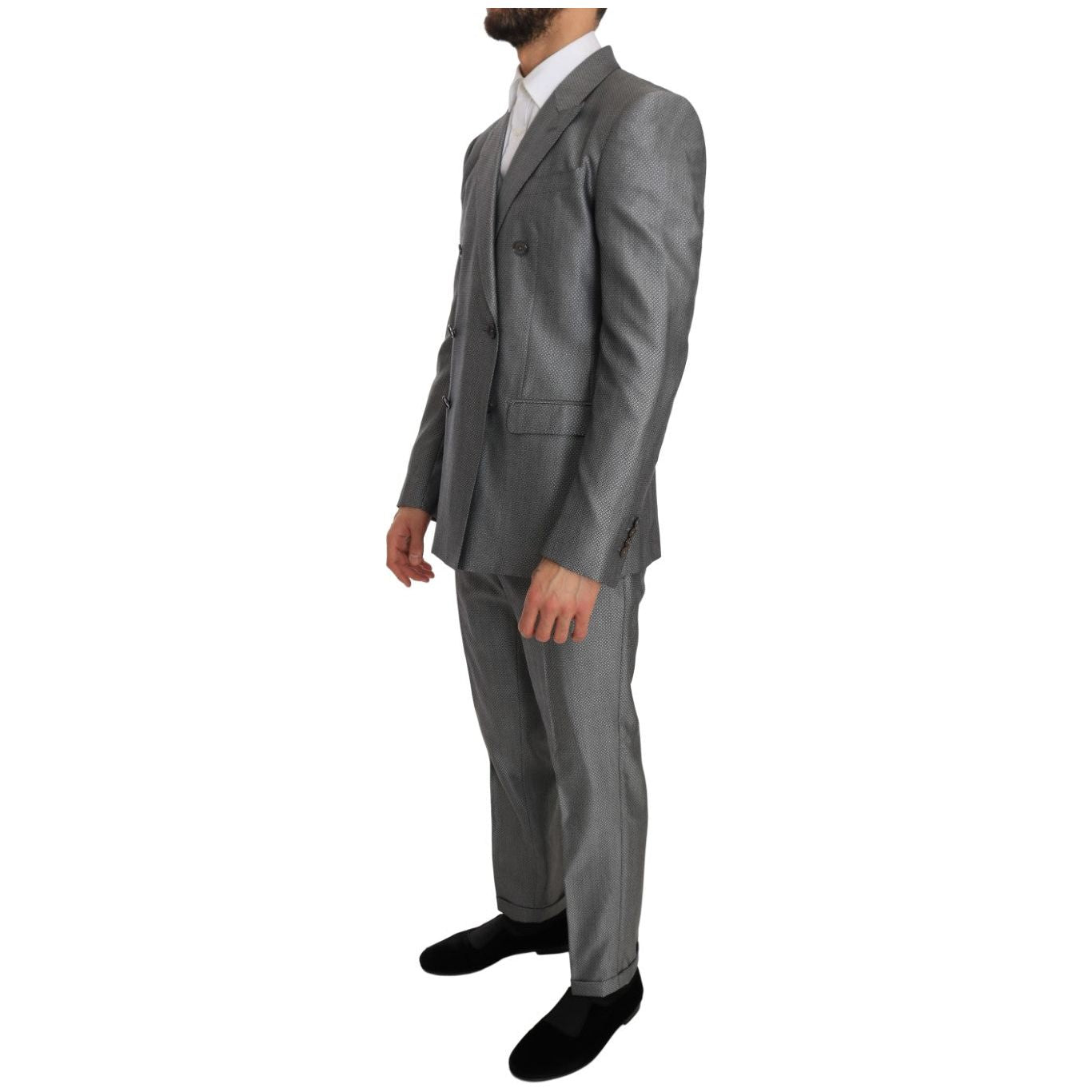 Dolce & Gabbana Elegant Black Double-Breasted Suit Suit black-stretch-crystal-bee-slim-fit-suit