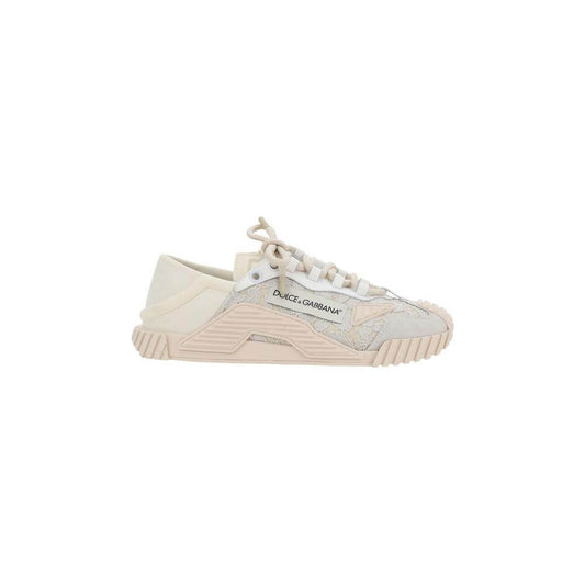 Dolce & Gabbana sneaker with textured superflex sole, side lugs, lace upper, and iconic logo on side panel.