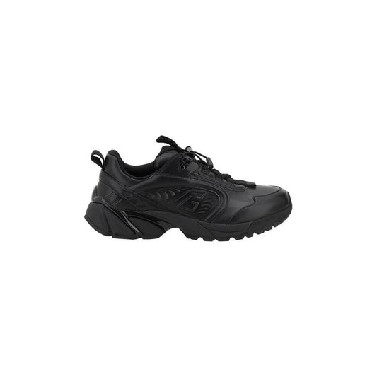 Balmain Cosmic Sneakers in black leather with embossed logo, featuring elasticized laces and platform sole for style and comfort.