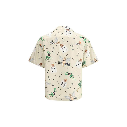 Palm Angels Pin Up Bowling Shirt with retro pin-up design, short sleeves, and logo, perfect for a bold casual streetwear look.