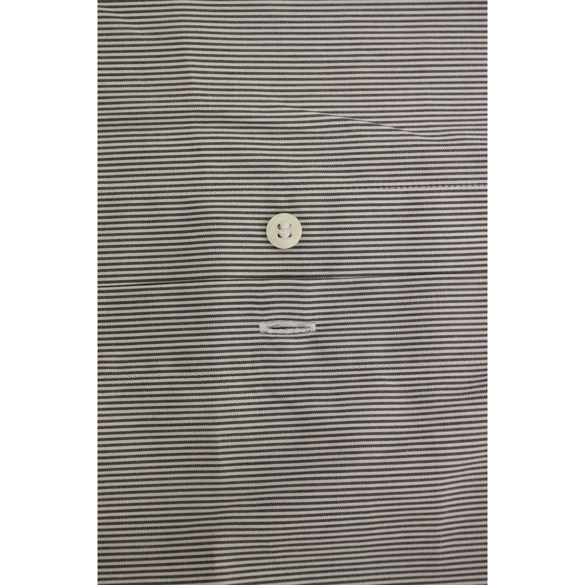 时尚灰色条纹棉质休闲衬衫