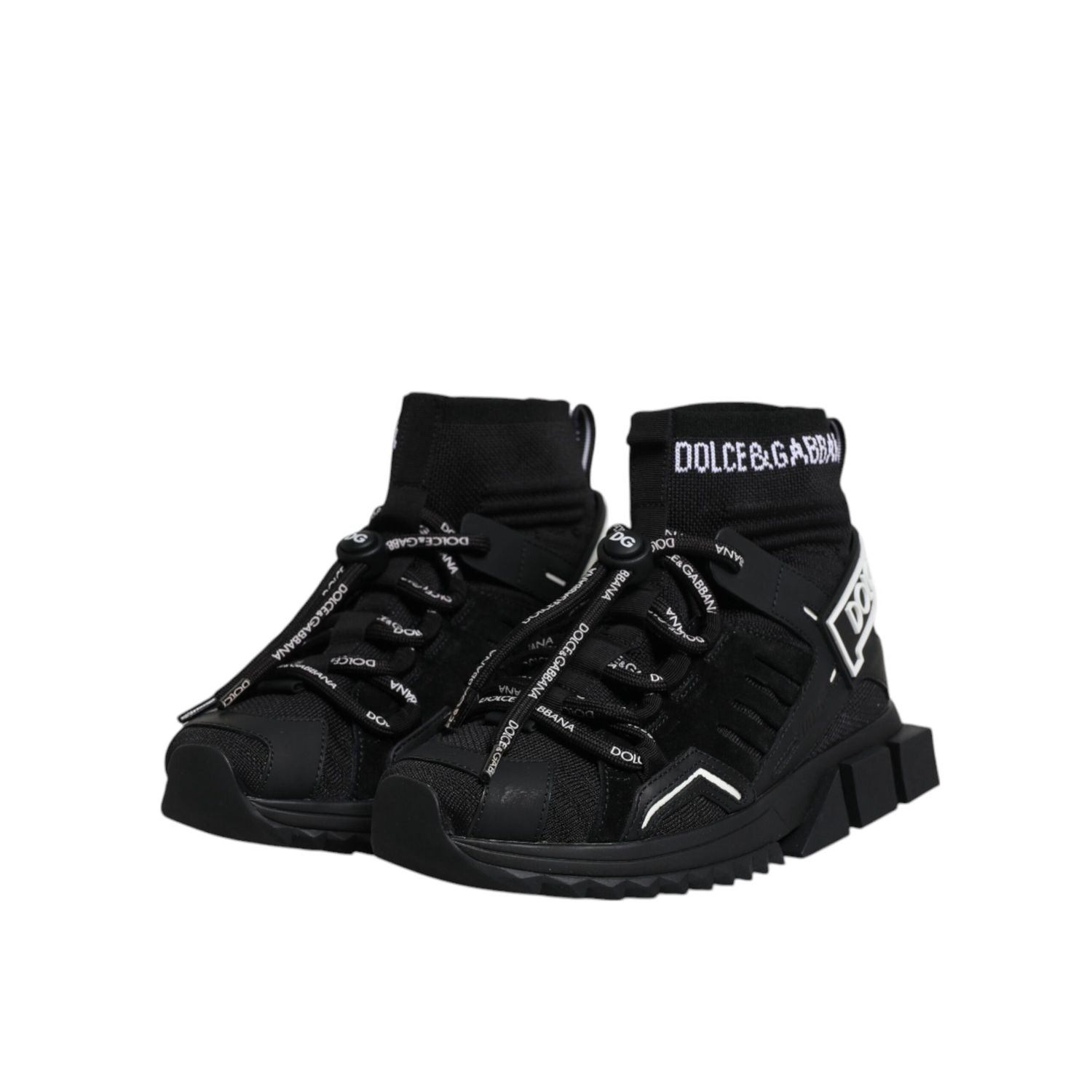 Dolce & Gabbana Black Sorrento Socks Logo Sneakers Shoes