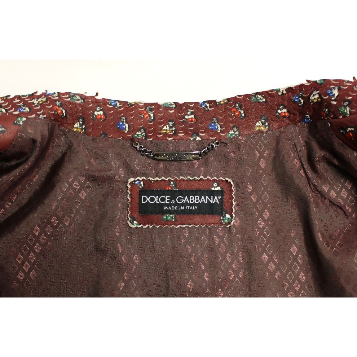 Dolce & Gabbana Exclusive Boxer Print Bordeaux Leather Jacket Coats & Jackets bordeaux-leather-boxer-print-jacket-coat