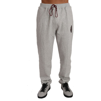 Billionaire Italian Couture Gray Cotton Sweater Pants Tracksuit