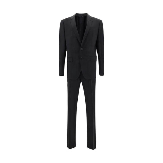 Dolce & Gabbana virgin wool suit with single-breasted blazer and classic fit pants, featuring elegant details and structured silhouette.
