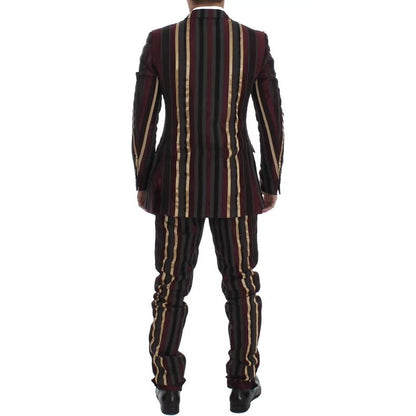 Dolce & Gabbana Multicolor Striped Runway 3 Piece Slim Fit Vest Suit