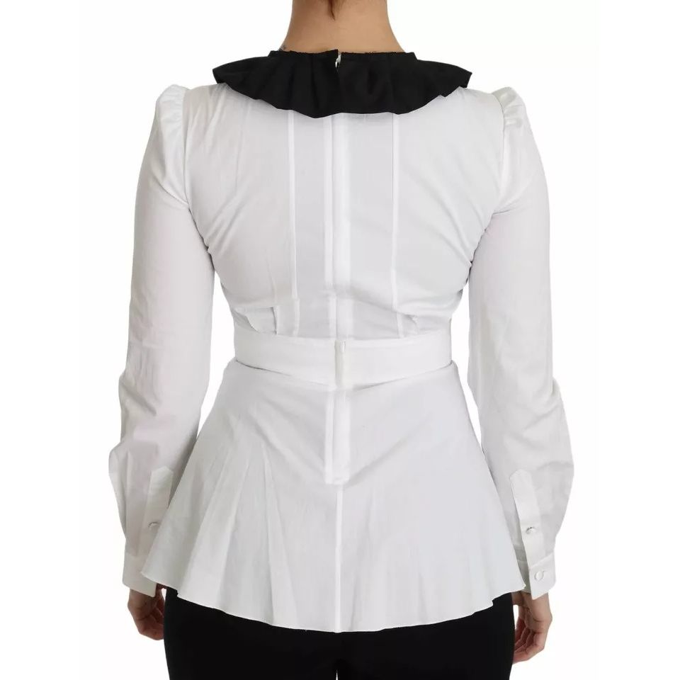 Dolce & Gabbana Black White Decorative Buttons Tops Shirt Blouse