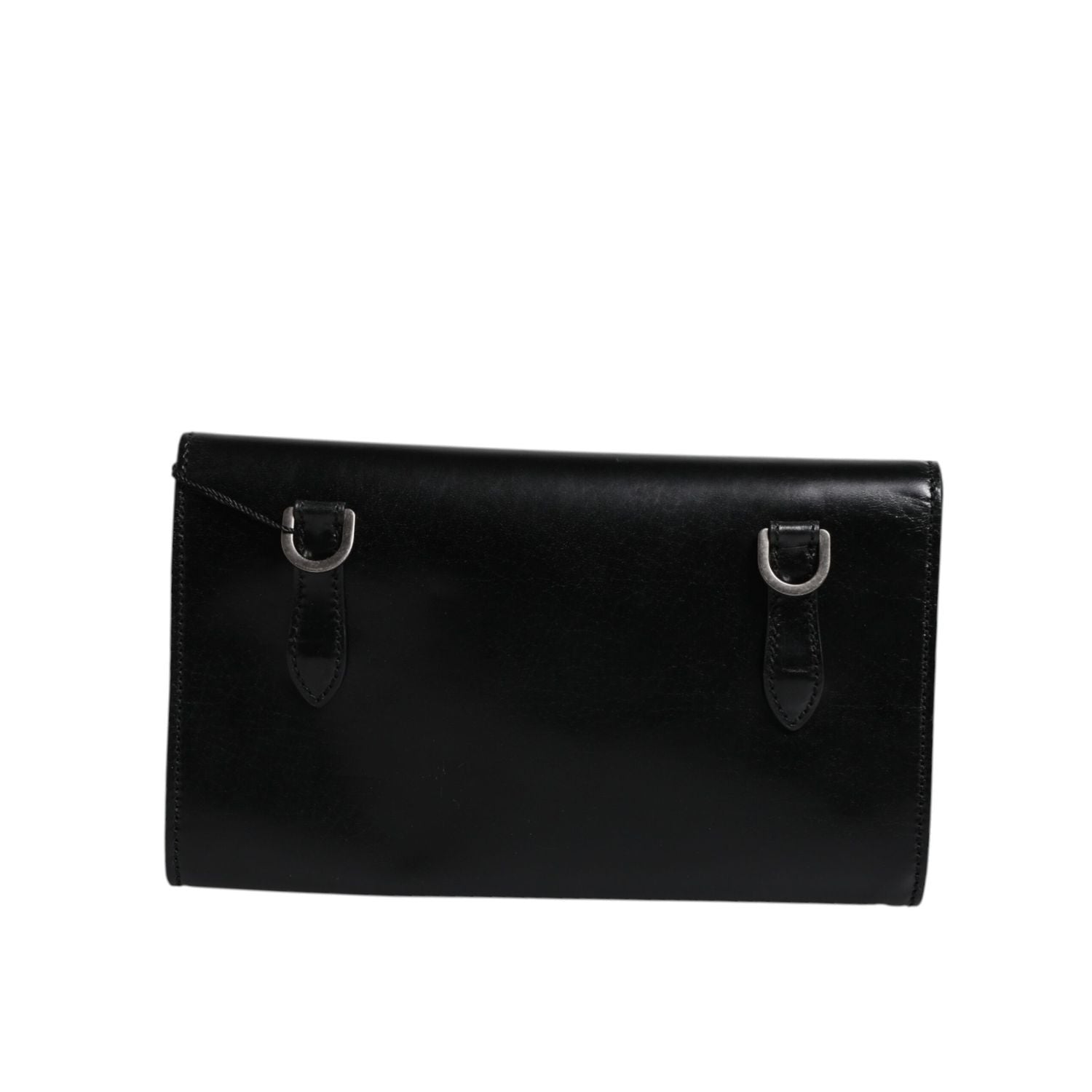 Dolce & Gabbana Black Leather Logo Embossed Crossbody Bag