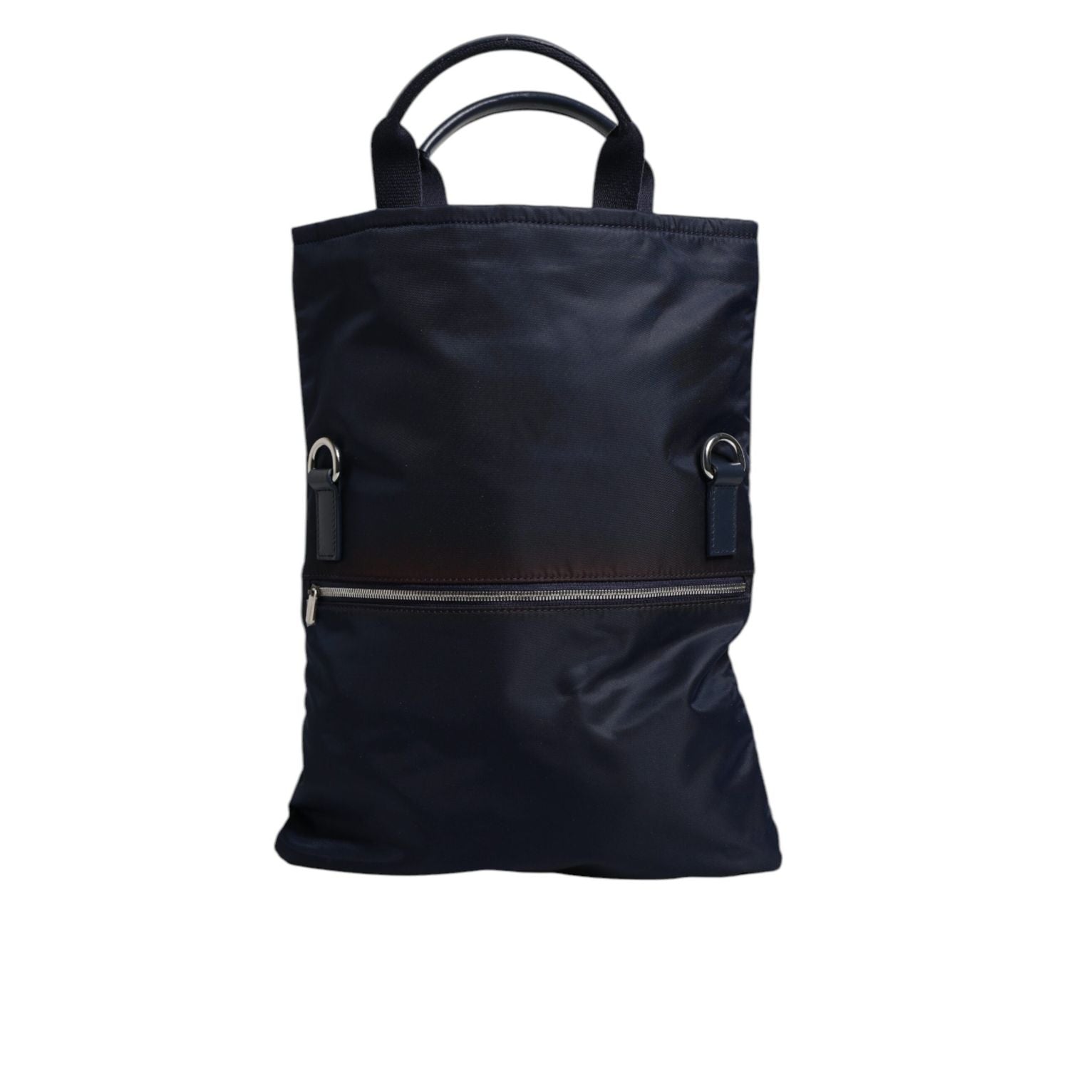 Front view with bag zipped and handles upright.