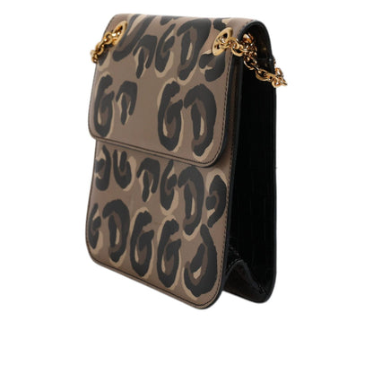 Dolce & Gabbana Beige DG Leopard Pattern Leather Crossbody Bag