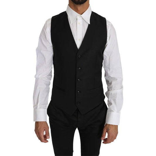 Dolce & Gabbana Sleek Black Wool-Silk Formal Vest Dolce & Gabbana