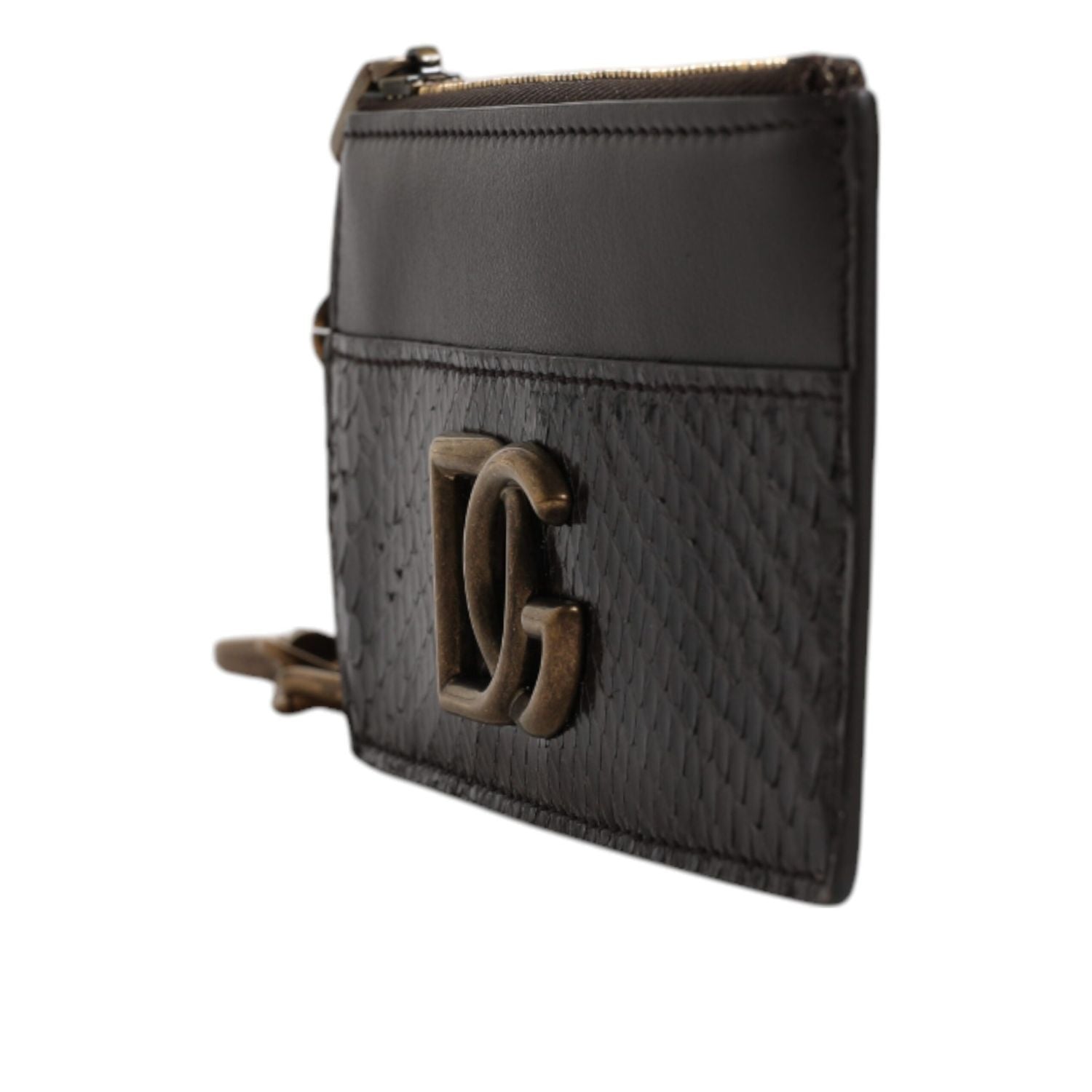 Dolce & Gabbana Brown Exotic Leather DG Logo Card Holder Wallet