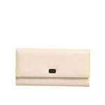 Dolce & Gabbana Beige Leather Trifold Logo Plaque Card Holder Wallet BAG4257