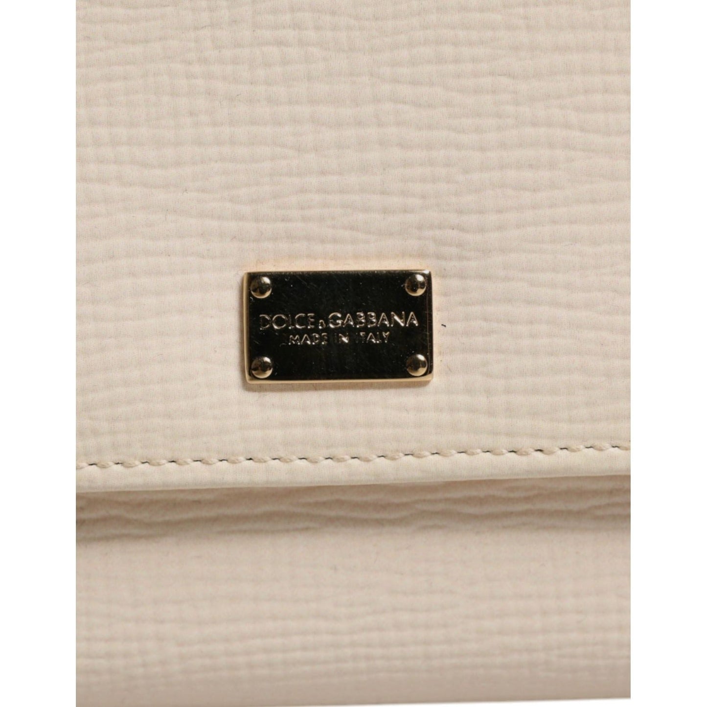 Dolce & Gabbana Beige Leather Trifold Logo Plaque Card Holder Wallet BAG4257