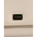 Dolce & Gabbana Beige Leather Trifold Logo Plaque Card Holder Wallet BAG4257