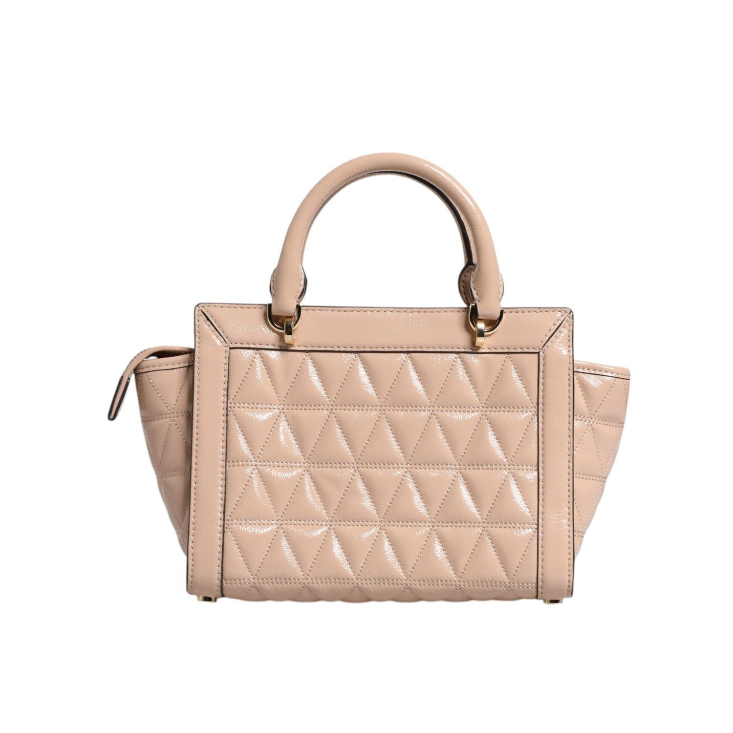 Front view with bag zipped and handles upright.