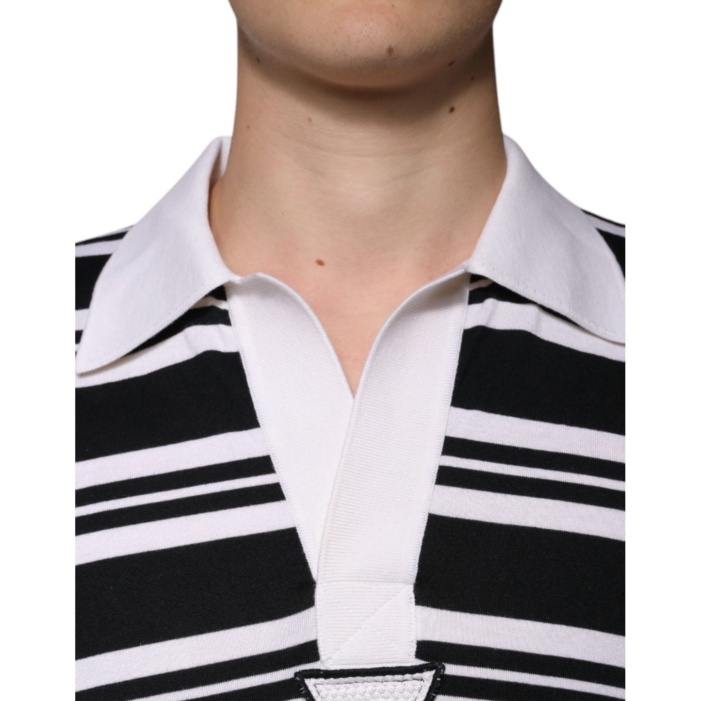 Dolce & Gabbana Black White Stripes Collared Polo T-shirt