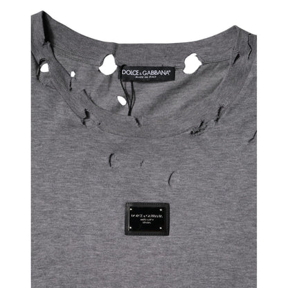 Dolce & Gabbana Gray Logo Crew Neck Short Sleeves T-shirt