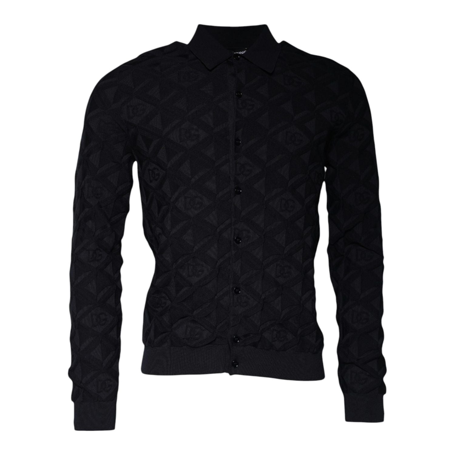 Dolce & Gabbana Black Silk Crew Neck Men Cardigan Sweater