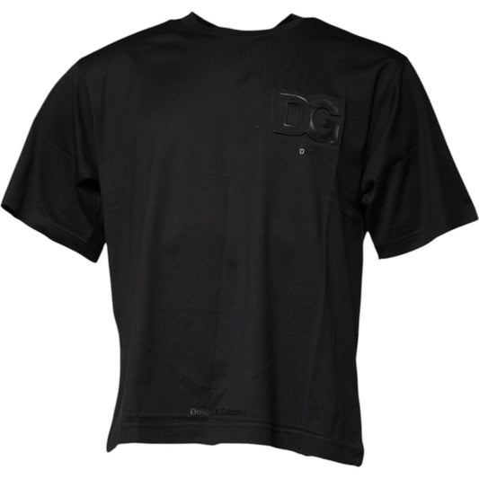 Dolce & Gabbana Black DG Logo Print Cotton Crew Neck T-shirt