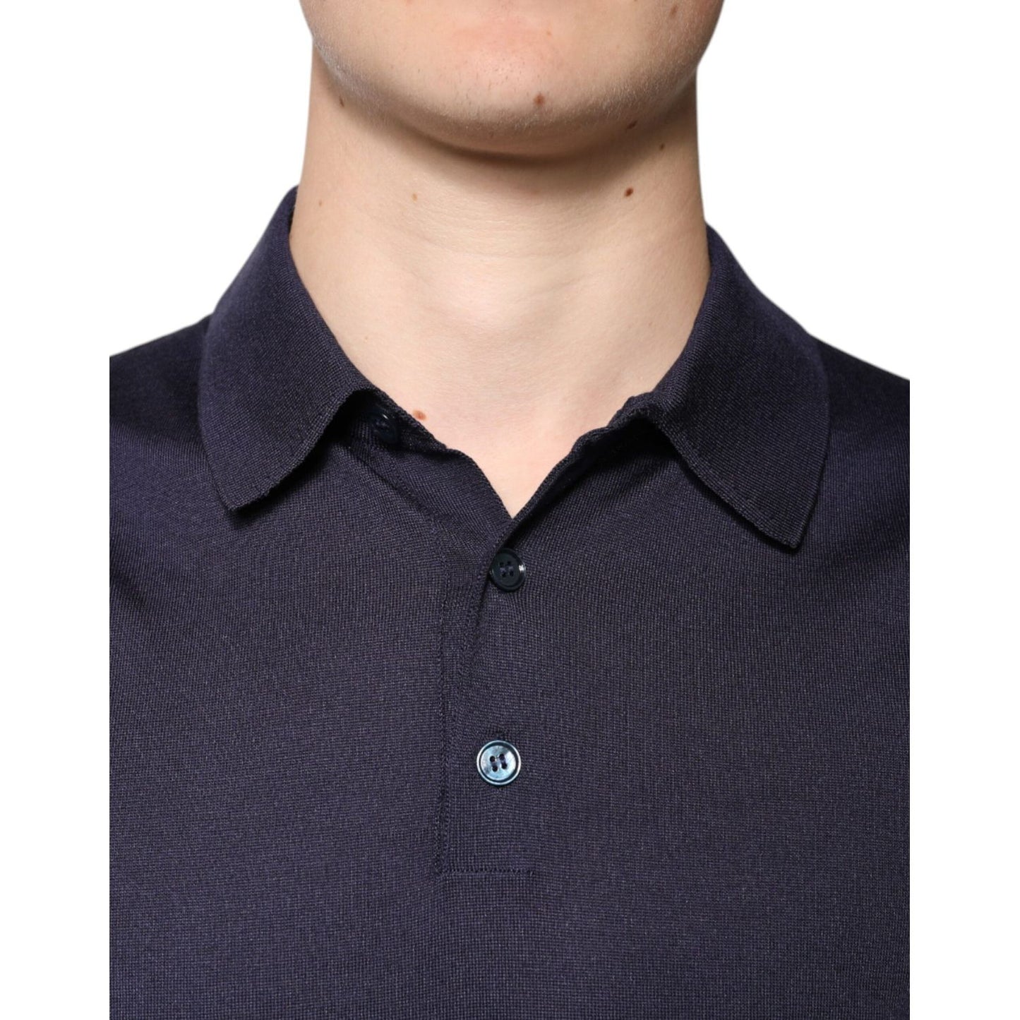 Dolce & Gabbana Blue Silk Collared Short Sleeves Polo T-shirt