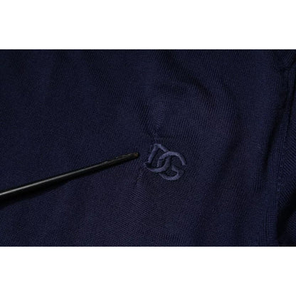 Dolce & Gabbana Blue DG Logo Wool Crew Neck Pullover Sweater