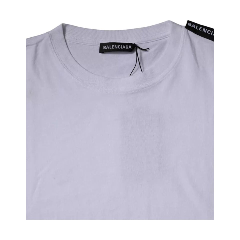 Balenciaga White Logo Cotton Jersey Crew Neck Short Sleeves T-shirt TSH878482-S