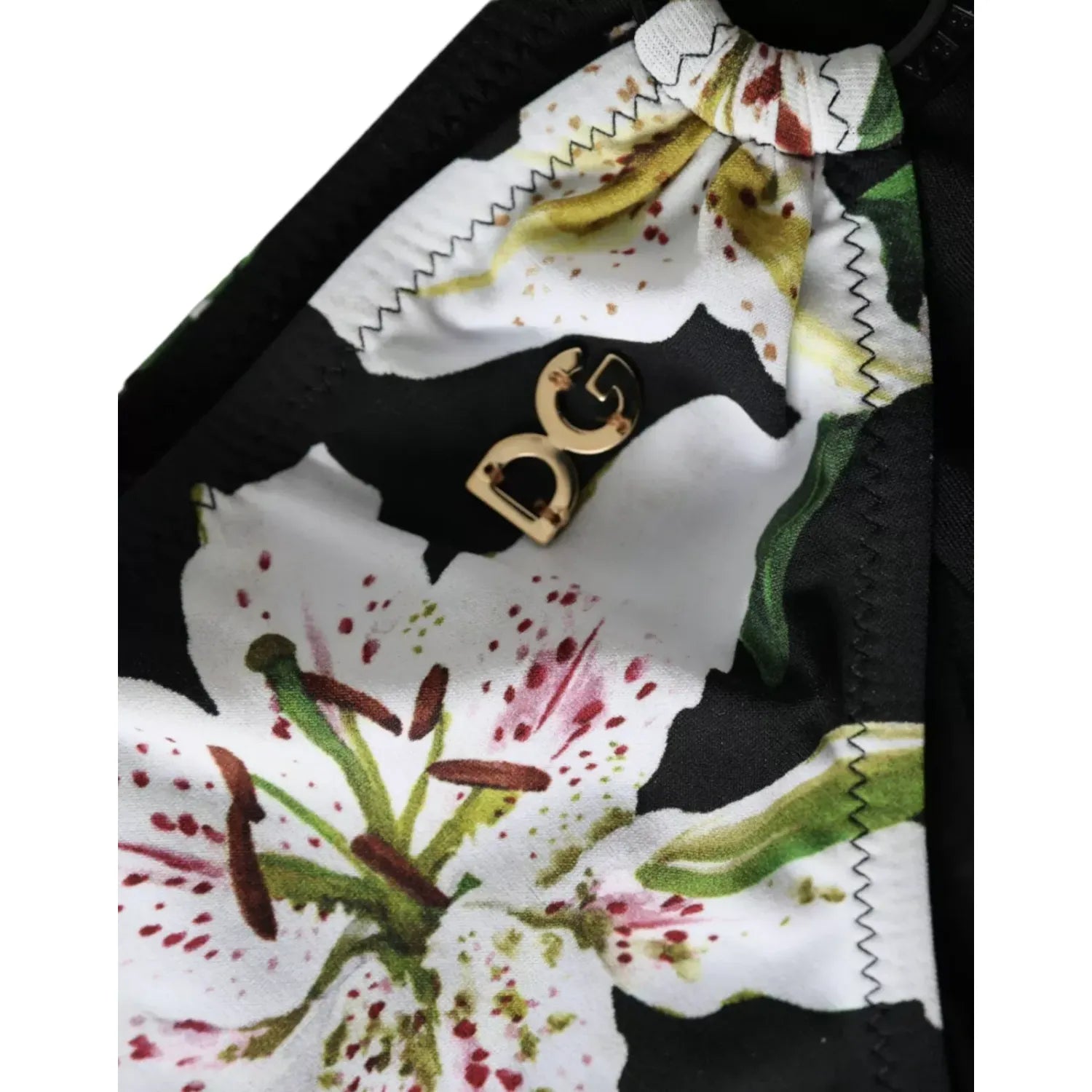 Dolce & Gabbana Black Lily Print Swimwear Bottom Beachwear Bikini