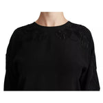 Dolce & Gabbana Black Floral Embroidered Blouse Silk Top