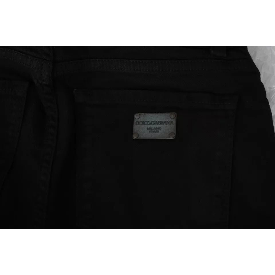 Dolce & Gabbana Black Mid Waist Slim Denim Cotton Stretch Jeans