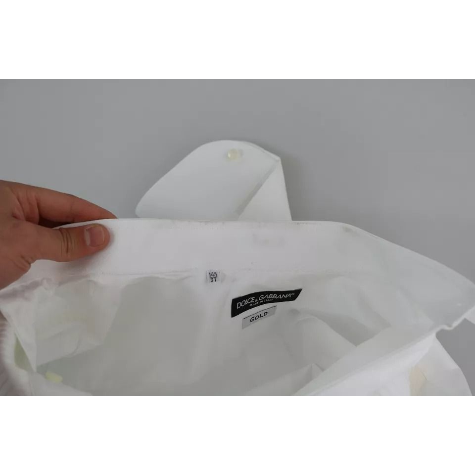 Dolce & Gabbana White Formal Tuxedo Dress GOLD Shirt