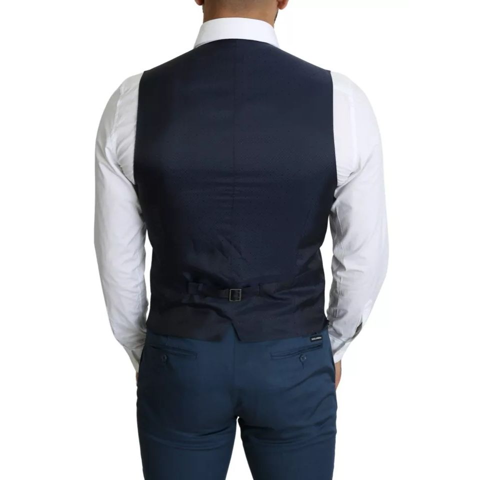 Dolce & Gabbana Navy Blue Men Formal Dress Waistcoat Vest