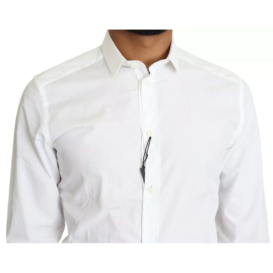 Dolce & Gabbana White Cotton Formal Dress Top GOLD Shirt