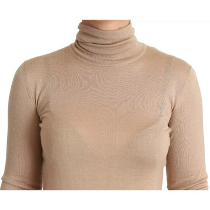 Dolce & Gabbana Beige Cashmere Silk Turtleneck Pullover Sweater