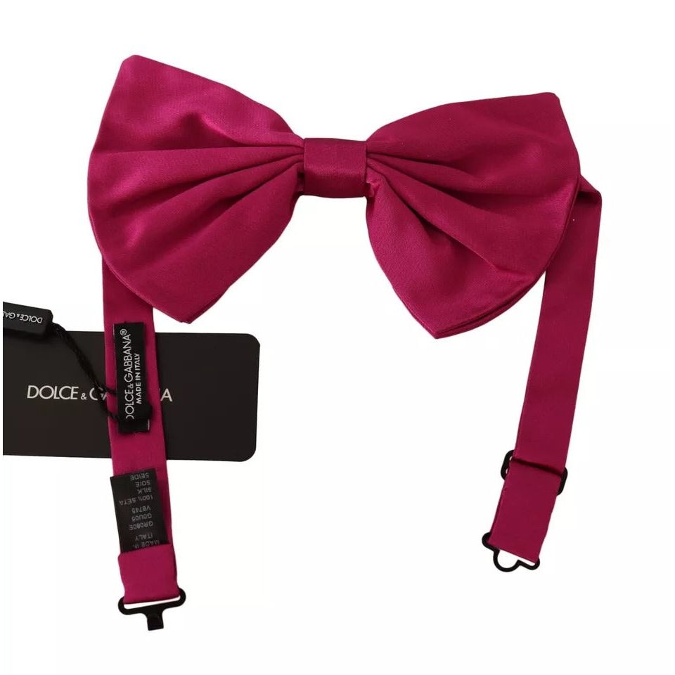 Dolce & Gabbana Pink Silk Adjustable Neck Bow Tie Men FT3515