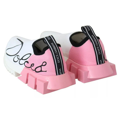 Dolce & Gabbana Pink White Logo Sorrento Sneakers Shoes