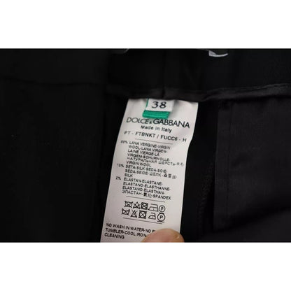 Dolce & Gabbana Black White Stripes Wool Tapered Pants