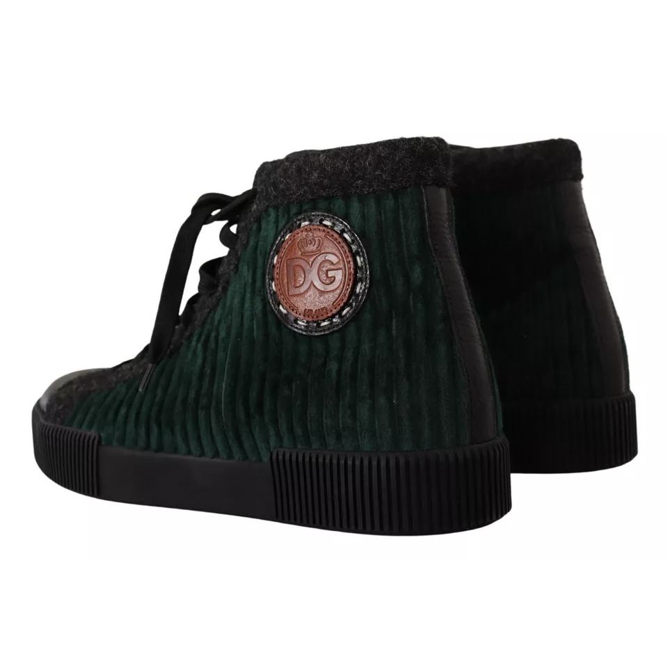 Dolce & Gabbana Green Corduroy High Tops Sneakers Mens Casual Shoes