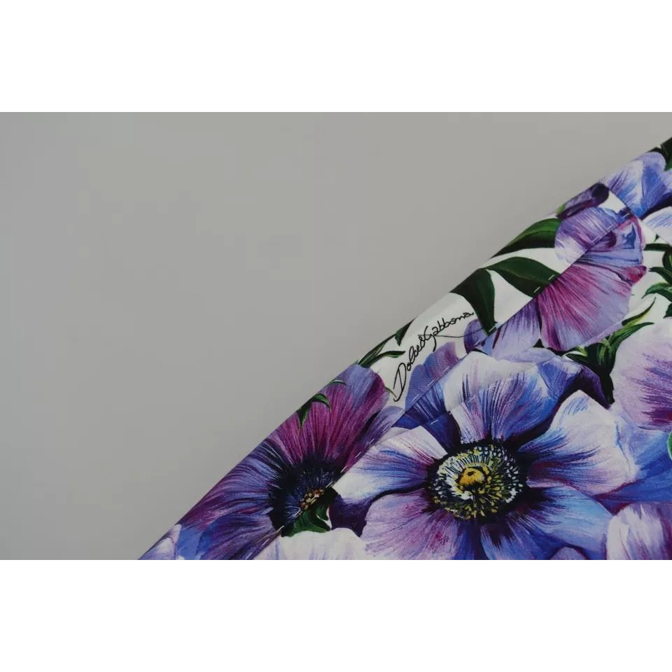 Dolce & Gabbana Purple Floral Print Tapered Cotton Pants