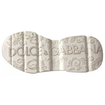 Dolce & Gabbana White Beige Leather Sport DAYMASTER Shoes Sneakers