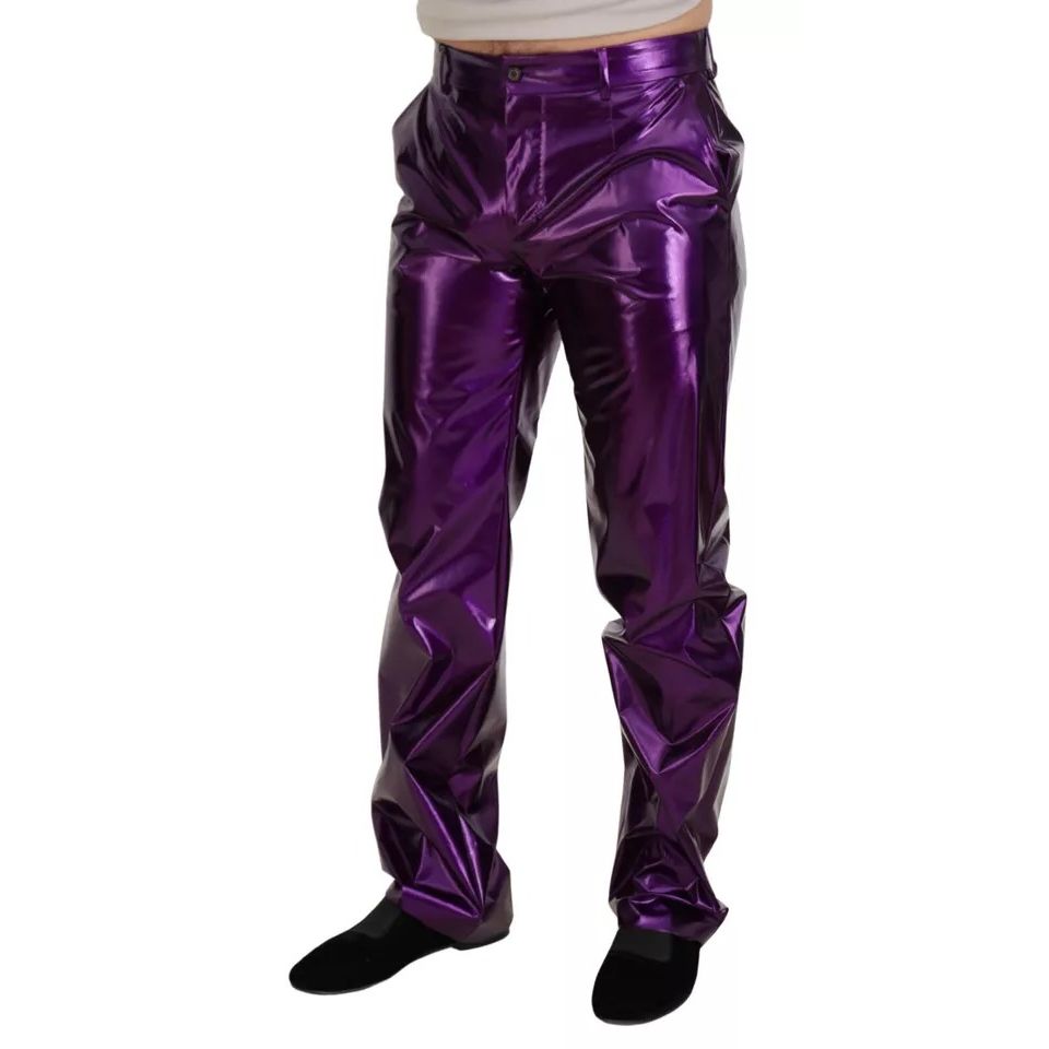 Dolce & Gabbana Purple Shining Men Casual Pants