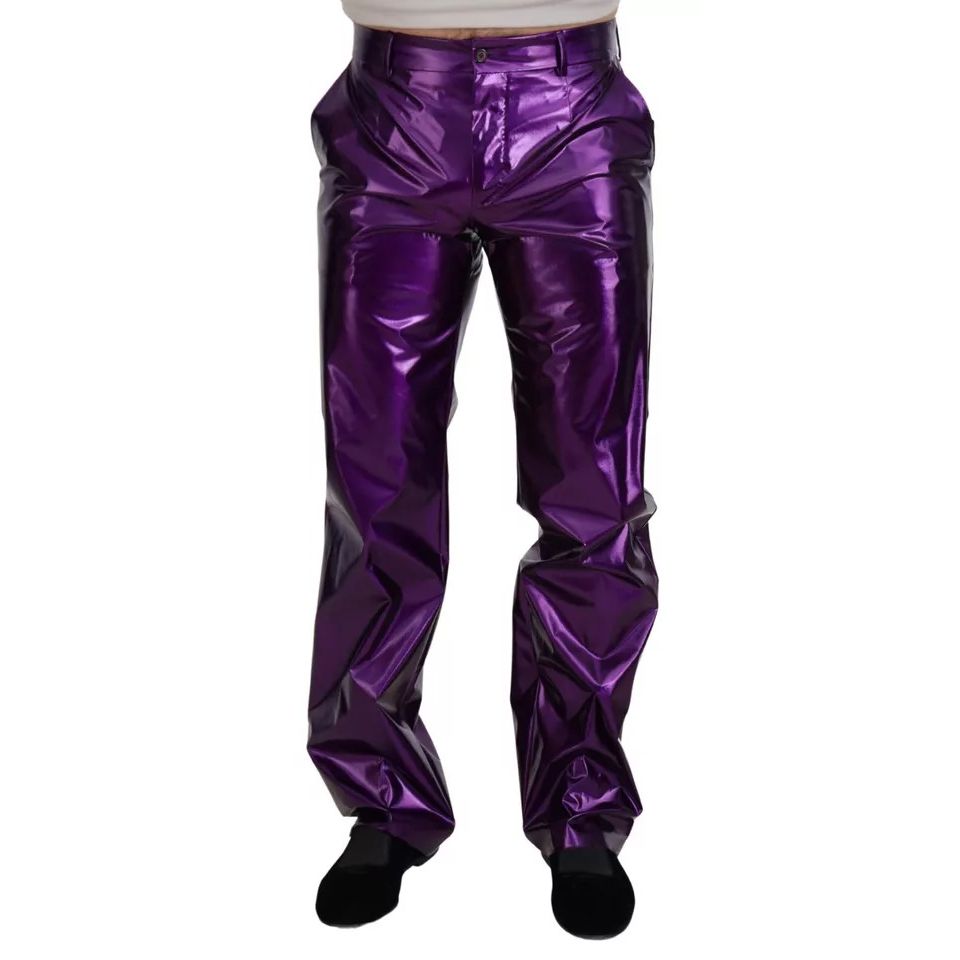 Dolce & Gabbana Purple Shining Men Casual Pants