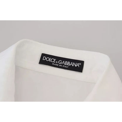 Dolce & Gabbana White Cotton Button Front Short Sleeve Shirt