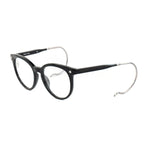 Vuarnet Black Acetate Frames with round lenses and silver temples, style VL15140001, measurements 50/18/110 mm for women.
