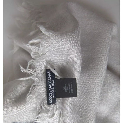 Dolce & Gabbana Gray Cashmere Wrap Shawl Fringe Scarf