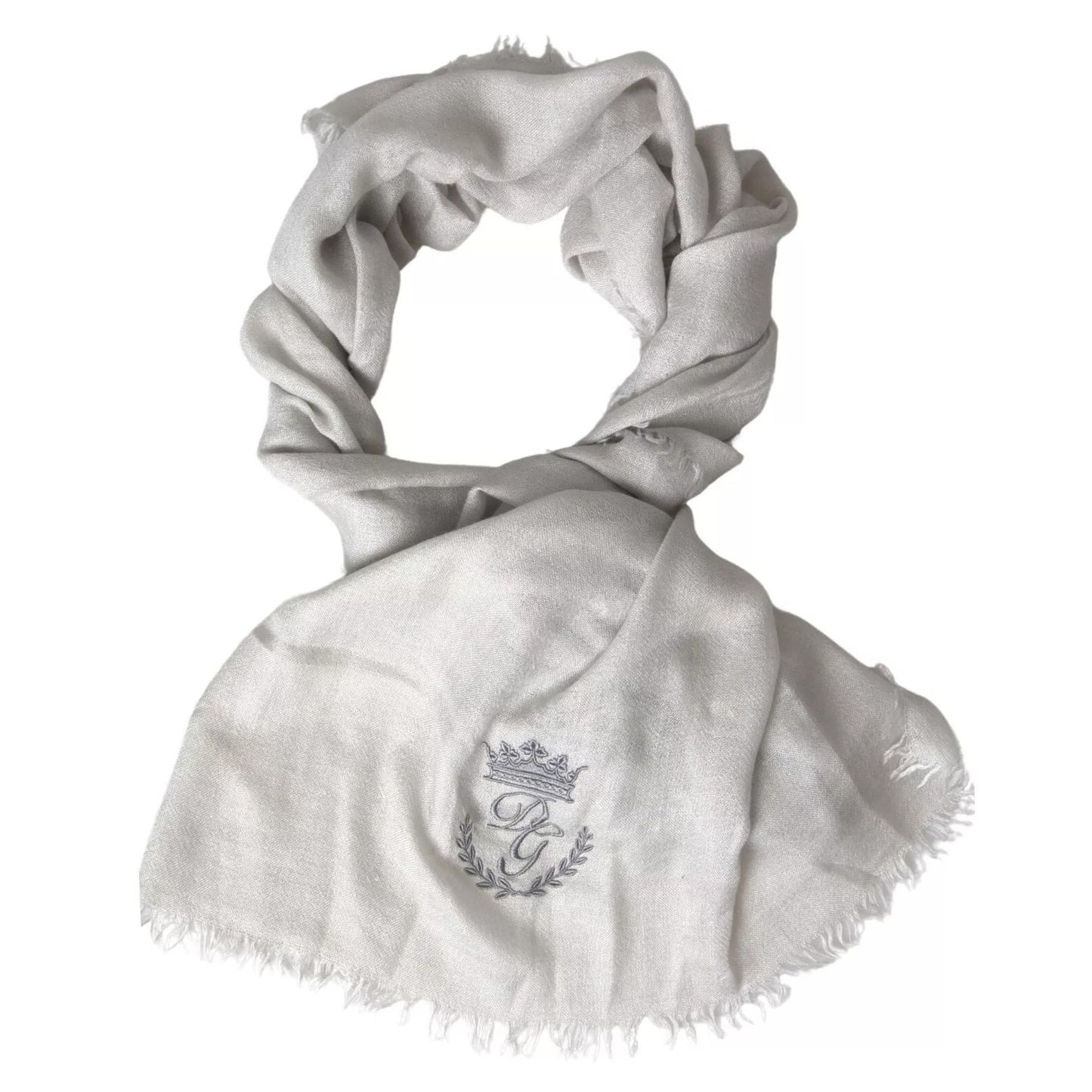 Dolce & Gabbana Gray Cashmere Wrap Shawl Fringe Scarf