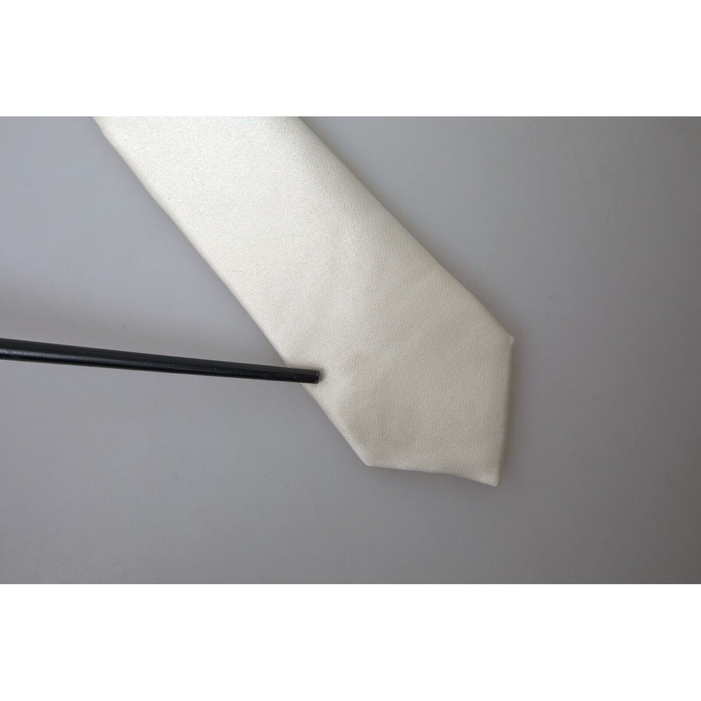 Dolce & Gabbana Off White Satin Silk Classic Men Necktie