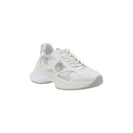 PINKO Ariel Sneakers featuring contemporary design, white color, lace-up closure, reinforced wave toe, and iconic side logo.