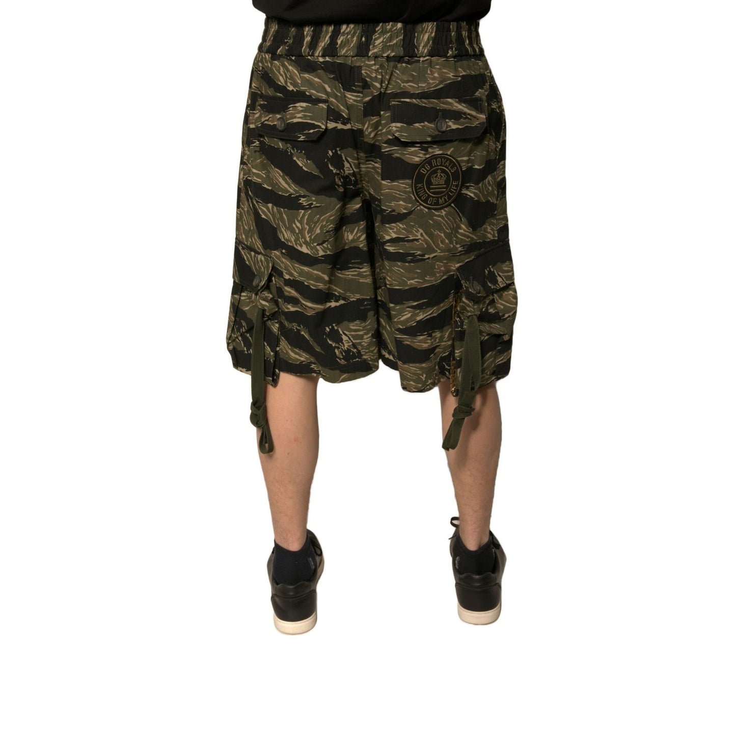 Dolce & Gabbana Black Gold Patterned Cotton Bermuda Shorts